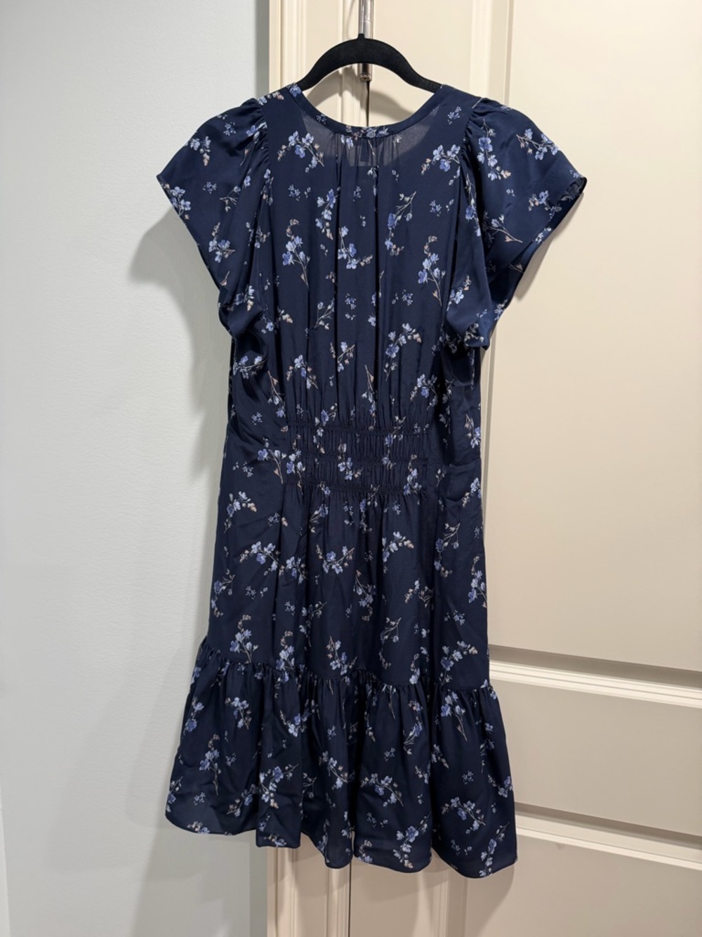 Rebecca Taylor Navy Blue Floral Short Sleeve Dress